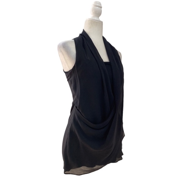 Gold Hawk Draped Silk  Sleeveless Top Blouse - Picture 7 of 8